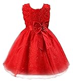 (ラボーグ)La Vogue 子供ドレス キッズ ワンピース 女の子 スカート ガールズ フォーマルドレス 発表会 結婚式 花嫁介添人 ベビー お嬢様 リボン飾り レッド 150