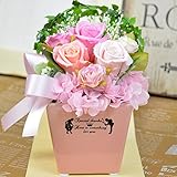 〔エルフルール〕プリザーブドフラワー ガーリー ピンク クリアケース付 フラワーギフト 母の日 誕生日 お祝い プレゼント 花