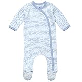 Hello Goodbye Print Side Snap Footie Color: Blue by Under the Nile [並行輸入品]