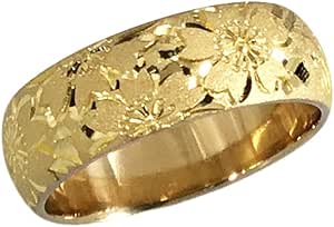 本物新品保証 純金リング 指輪 平甲丸桜彫巾6ｍｍ8ｇ 手彫彫金 マリッジ 高密度 花言葉 18号 Plazamedspa Com