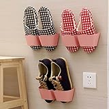 3本の靴ラックメタルシェルフウォールマウントシューズホルダーフックハンギングオーガナイザーストレージラック