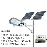 DC HOUSE ソーラー道街灯 40W DC12V LED ソーラーパネル100w*2個 セット