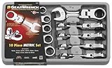 GearWrench 9550 10 Piece Metric Stubby Flex-Head Combination Ratcheting Wrench Set by KD Tools [並行輸入