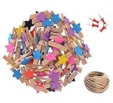 5メーターヘンプロープ+ 50PCSクリップ（スタースタイル）+ 4つの留め金DIYの装飾用