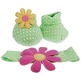 赤ちゃん・ベビー用 ガールズ ヘアバンドとブーティー 2点セット 女の子 (新生児) (グリーン/お花)