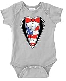 米国カスタムKids American Flagタキシード幼児ボディスーツ カラー: グレー