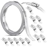 バイクパーツ マフラーステー・バンド - 304ステンレス製 フリーカット可能 ホースバンド - 長さ調整可能 排気ダクト用 Arespark- 汎用 耐熱性 自在バンド 取扱説明書付き (3m 長さ 12.7mm 幅 12個留め具付き)