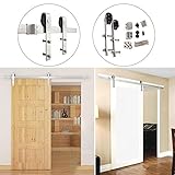 Hahaemall Modern Interior 5 – 13 ft j-shapeステンレススチールスライドバーンドアハードウェアつや消しニッケルトラックローラーキャビネットクローゼットセット 1