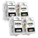 Canon BC-340XL BC-341XL 詰め替え インクカートリッジ 2セット 合計４本セット キャノン用 340XL 顔料ブラック/PGBK + 341XL 染料カラー インク Canon インク BC-340 BC-341大容量 説明書付き
