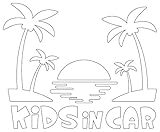 Sticker Shop Haru KIDS ＩＮ CAR ステッカー ヤシの木とサンセット 24cm ブラック