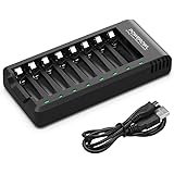 POWEROWL 急速充電器 単3・単4形 8本同時充電可能 ニッケル水素/ニカド充電池に対応 電池寿命を効果的に向上させる定電流定電圧充電 黒