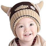 Abusun ニットキャップ ニットハット 帽子 毛糸 ベビー キッズ 赤ちゃん 子供用 耳あて かわいい 暖かい 防寒 (ブラウン)