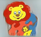 Traditional Wood'n'Fun: Baby/Toodler Wooden Colourful Lion & Cub Jigsaw/Puzzle by Ackerman