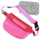 DURAGADGET Pink "Travel" Holiday Waterproof Window Dry Case with Adjustable Waist Strap for Panasoni