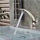 Senlesen Modern Curve Brass Bathroom Sink Faucet Brushed Nickel Centerset Mixers tap Basin Vanity Fa
