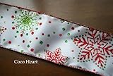 ~Coco Heart~Ｘ’ｍａｓ カラフルスノーラメ　幅広　ワイヤー入り　1ｍ単位 (リース・プリザ・ドライフラワー）