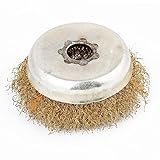 uxcell 研磨ブラシ 圧着カップ 研磨 ホイール ブラシ スチール・ワイヤー ゴールドトーン