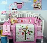 SoHo Owl Tree Party Baby Crib Nursery Bedding Set with Diaper bag 13 pcs set by SoHo Designs