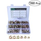 OUNONA ホース　クランプ　スプリングクリップ　エアクリップ パイプクランプ　水道　ガス管　調節可能　配管用　160ピース（7mm 10mm 11mm 14mm 16mm 17mm）