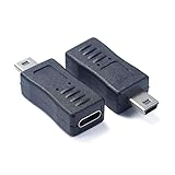 KKM-ラブショー2個セットUSB C to mini変換アダプタ USB2.0 Type-Cオス to miniメス アダプタ 変換コネクタ (miniオス-Typecメス, 5pin)