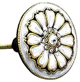チャールストンノブ会社Cloisonne Jewelノブ、2のセット、パール花びらデザイン