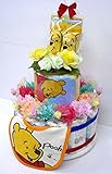 ご出産お祝い＜おむつケーキ＞　可愛いくって人気の「２段おむつケーキ　ディズニーR　くまのプーさん」おむつ３０枚使用の豪華版