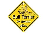 Bull Terrier ON BOARD カーサインボード：ブルテリア 乗車中 ミニサイン 吸着盤つき Made in U.S.A [並行輸入品]