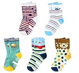 Ayfoone 靴下　キッズ ベビーソックス 男児 ラブリーデザイン 5足セット クルー丈 カラフル 男の子 ([9-15cm]約0-3歳)