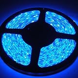 TOPCHANCES Blue Waterproof Reel Flexible Ribbon 3528 LED Strip Light,600 LEDs,12VDC Input (Adapter n