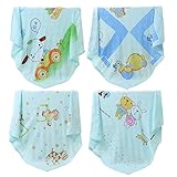 Domybestベビーバスタオル　ガーゼタオル 95x110cm　赤ちゃん　子供　ベビーケット 湯上りタオル　可愛い　キッズ用ブランケット　春　夏　ランダム発送 １枚 (ブルー)