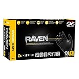 SAS Safety 66519 Nitrile Raven Powder-Free Disposable Glove X-Large Case of 1000 (10 boxes of 100 ea