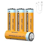 充電式電池 単3電池 充電式 リチウム電池 2500mWh1H急速充電 1000サイクル USB Type-Cケーブル付き (単3型4個パック)