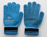 【ダンロップ】キッズのびのびニット手袋　すべり止め付き　折り返しカフス　ボーダー03 ブルー
