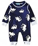 Plus Nao(プラスナオ) ロンパース 長袖 長ズボン アニマル柄 おしゃれ かわいい キュート 男女兼用 男の子 女の子 ベビー 子ども キッズ 幼 ネイビー 90