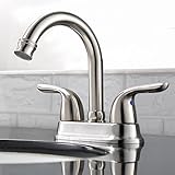 comllen Bestモダンステンレススチールダブルハンドル浴室トイレ洗面化粧台排水溝シンク蛇口、つや消しニッケル