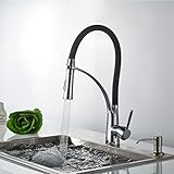 Auralum キッチン 洗面用 シングルレバー 混合水栓 手洗いボウル 360°回転 クラシック 洗面台 蛇口 水道 シンク用 取り付けホース付き クロームメッキ