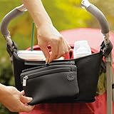 Seacan ベビーカー用バッグ 多機能小物入れ ドリンク ボトル ホルダー ジッパーポケット ティッシュポーチ付き 取り付け簡単 スマホや財布が収納でき 収納ケース