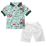 Kids Boys '夏紳士花柄TシャツとRipped Shorts Clothingセット カラー: グリーン
