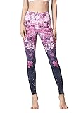 [アシュレイ] ヨガウェア レディース 吸汗速乾 ストレッチ 9分丈 スポーツウェア ロング 桜 柄 レギンス (04#) YG196,M