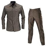 (バートル) BURTLE ヘリンボーン 作業着・作業服 上下セット(長袖シャツ+カーゴパンツ) (1515,1502) ブラウン M