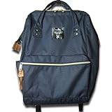 軽いポリキャンバス素材のガバッと開く口金入りリュック NV