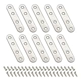 LIKENNY ジョイント金具 I字金具 10個セット 96×16×2mm 家具固定板 接合金具 ステンレス製 棚受け金具 家具 固定 補強プレート ブラケット金具 固定修理プレート