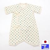 フライスコンビ肌着（てがき風水玉・ブルー）新生児50-60cm　日本製