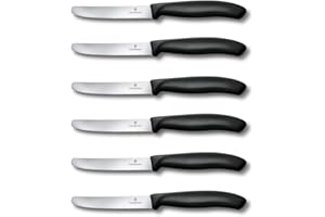 Victorinox 6-Piece Wavy Edge Steak and Tomato Knife, Round Tip, Black, 6.7833.6