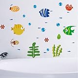 ulaky Fisheとバブル海世界子供用バスルームデカール壁ステッカー防水壁ステッカー子供部屋