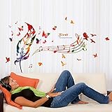 47 x 28 Inch Colorful Bird Feather Butterfly Music Notes DIY Wall Sticker Living Room Sofa TV Wall D