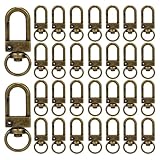 HappyHome ナスカン キーホルダー金具 30個セット 全長32mm 内径10mm 回転フック アクセサリ金具 亜鉛合金製 (アンティークゴールド)