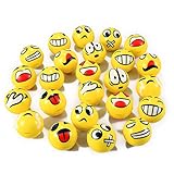 Set of 24 Emoji Face Yellow Foam Soft Stress Novelty Toy Balls (7.6cm )