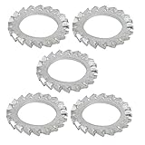 uxcell ロックワッシャー 20mm内径 炭素鋼 亜鉛メッキ 外部鋸歯状 5個入り