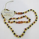 Baltic Amber Baby Teething Child Bracelet and Necklace Set Polished Rounded Beads Baroque Multicolou